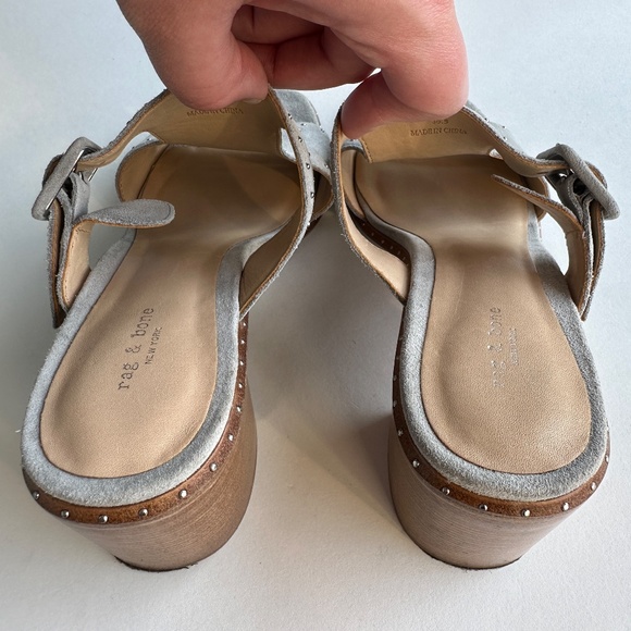 Rag & Bone Gray Matteo Suede Mules Open Toe Sandals - Size 36.5 - Picture 10 of 16